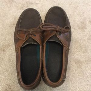 brown leather loafers